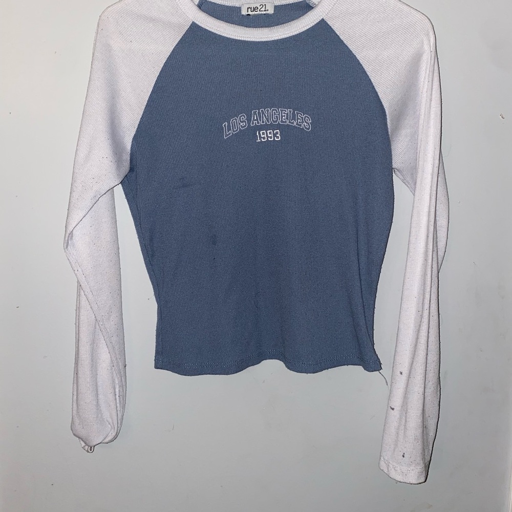 Rue21 Blue and White Raglan Tee